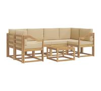 vidaXL Ensemble de canapés d'extérieur 7 pcs Blanc et Beige, Canapé de Jardin, mobilier Moderne, Coin détente, sièges Piscine, Arrangement en Bois