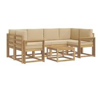 vidaXL Ensemble de canapés d'extérieur 7 pcs Blanc et Beige, Canapé de Jardin, mobilier Moderne, Coin détente, sièges Piscine, Arrangement en Bois