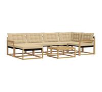 vidaXL Ensemble de canapés d'extérieur 7 pcs Blanc et Beige, Canapé de Jardin Moderne, Salon extérieur résistant, sièges élégants, Coussins en Mousse imperméables, Cadre en Acacia