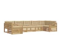 vidaXL Ensemble de canapés d'extérieur 7 pcs Blanc et Beige Polyester, Canapés de Jardin, mobilier Moderne pour l'extérieur, Confort au Bord de la Piscine, Designs Pratiques pour la terrasse