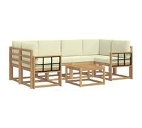 vidaXL Ensemble de canapés d'extérieur 7 pcs Blanc et crème, Canapé de Jardin, mobilier Moderne, Coin détente, sièges Piscine, Arrangement en Bois