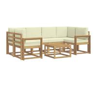 vidaXL Ensemble de canapés d'extérieur 7 pcs Blanc et crème, Canapé de Jardin, mobilier Moderne, Coin détente, sièges Piscine, Arrangement en Bois