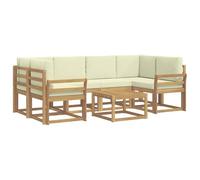 vidaXL Ensemble de canapés d'extérieur 7 pcs Blanc et crème, Canapé de Jardin, mobilier Moderne, Coin détente, sièges Piscine, Arrangement en Bois