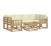 vidaXL Ensemble de canapés d'extérieur 7 pcs Blanc et crème, Canapé de Jardin, mobilier Moderne, Coin détente, sièges Piscine, Arrangement en Bois