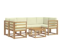 vidaXL Ensemble de canapés d'extérieur 7 pcs Blanc et crème, Canapé de Jardin, mobilier Moderne, Coin détente, sièges Piscine, Arrangement en Bois