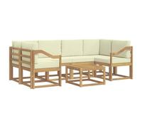 vidaXL Ensemble de canapés d'extérieur 7 pcs Blanc et crème, Canapé de Jardin, mobilier Moderne, Coin détente, sièges Piscine, Arrangement en Bois