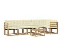 vidaXL Ensemble de canapés d'extérieur 7 pcs Blanc et crème, Canapé de Jardin Moderne, mobilier d'extérieur Durable, Coin détente élégant près de la Piscine