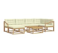 vidaXL Ensemble de canapés d'extérieur 7 pcs Blanc et crème, Sofa de Jardin Moderne, Salon extérieur résistant, mobilier près de la Piscine, Coin Salon Flexible pour l'extérieur