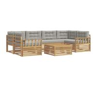vidaXL Ensemble de canapés d'extérieur 7 pcs Blanc et Gris Clair, Set de Confort extérieur, Salon Moderne, canapé d'angle pour Jardin, mobilier de terrasse