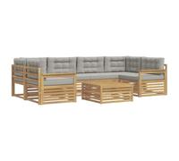 vidaXL Ensemble de canapés d'extérieur 7 pcs Blanc et Gris Clair, Set de Confort extérieur, Salon Moderne, canapé d'angle pour Jardin, mobilier de terrasse