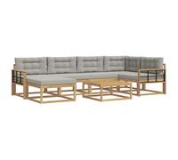 vidaXL Ensemble de canapés d'extérieur 7 pcs Blanc et Gris Clair, Sofa de Jardin Moderne, Salon extérieur résistant, mobilier près de la Piscine, Coin Salon Flexible pour l'extérieur