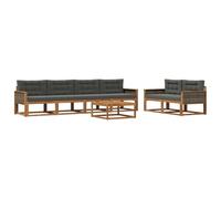 vidaXL Ensemble de canapés d'extérieur 7 pcs Naturel et Anthracite, Mobilier de Jardin, canapé Moderne, Salon d'extérieur, Coin Salon pour terrasse et déco de Jardin