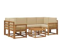 vidaXL Ensemble de canapés d'extérieur 7 pcs Naturel et Beige, Canapé de Jardin, mobilier Moderne, Coin détente, sièges Piscine, Arrangement en Bois