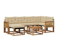 vidaXL Ensemble de canapés d'extérieur 7 pcs Naturel et Beige, Ensemble de canapés de Jardin, Meubles d'extérieur Modernes, Confort élégant pour Le Patio, siège textilène Robuste