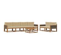 vidaXL Ensemble de canapés d'extérieur 7 pcs Naturel et Beige, Mobilier de Jardin, canapé Moderne, Salon d'extérieur, Coin Salon pour terrasse et déco de Jardin