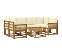 vidaXL Ensemble de canapés d'extérieur 7 pcs Naturel et Crème, Canapé de Jardin, mobilier Moderne, Coin détente, sièges Piscine, Arrangement en Bois