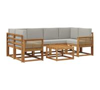vidaXL Ensemble de canapés d'extérieur 7 pcs Naturel et Gris Clair, Canapé de Jardin, mobilier Moderne, Coin détente, sièges Piscine, Arrangement en Bois