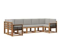vidaXL Ensemble de canapés d'extérieur 7 pcs Naturel et Gris Clair, Ensemble de canapés de Jardin, Moderne et modulable, mobilier en Acacia, Salon de terrasse, Coin détente extérieur