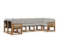 vidaXL Ensemble de canapés d'extérieur 7 pcs Naturel et Gris Clair, Ensemble Salon Jardin Moderne, canapé résistant, mobilier élégant, Confort pour la terrasse et Le Jardin