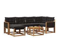 vidaXL Ensemble de canapés d'extérieur 7 pcs Naturel et Noir, Ensemble de canapés de Jardin, Meubles d'extérieur Modernes, Confort élégant pour Le Patio, siège textilène Robuste