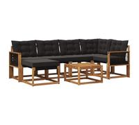 vidaXL Ensemble de canapés d'extérieur 7 pcs Naturel et Noir, Ensemble de canapés de Jardin, Meubles d'extérieur Modernes, Confort élégant pour Le Patio, siège textilène Robuste