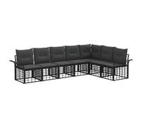vidaXL Ensemble de canapés d'extérieur 7 pcs Noir et Gris foncé, Un canapé d'extérieur modulable, Moderne et résistant aux intempéries, Parfait pour Lounge de Jardin