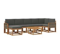 vidaXL Ensemble de canapés d'extérieur 8 pcs Naturel et Anthracite, Canapé Moderne de Jardin, mobilier extérieur, Assise Flexible, Bois Acacia, Coin Piscine, Montage Rapide