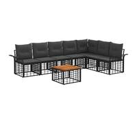vidaXL Ensemble de canapés d'extérieur 8 pcs Noir et Gris foncé, Un canapé d'extérieur modulable, Moderne et résistant aux intempéries, Parfait pour Lounge de Jardin