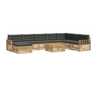 vidaXL Ensemble de canapés d'extérieur 9 pcs Blanc et Anthracite, Mobilier de Jardin, canapé Moderne, en Acacia, Coin modulable, Assise près de la Piscine, Salon d'extérieur