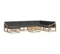 vidaXL Ensemble de canapés d'extérieur 9 pcs Blanc et Anthracite, Set de canapés en Acacia pour extérieur, Salon Moderne, mobilier stylé, Coin détente Durable, déco Estivale