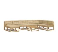 vidaXL Ensemble de canapés d'extérieur 9 pcs Blanc et Beige, Set de canapés en Acacia pour extérieur, Salon Moderne, mobilier stylé, Coin détente Durable, déco Estivale