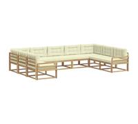 vidaXL Ensemble de canapés d'extérieur 9 pcs Blanc et crème, Meubles d'extérieur Modernes, Ensemble canapé, Lounge Cosy, Coin Jardin, sièges au Bord de la Piscine