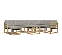 vidaXL Ensemble de canapés d'extérieur 9 pcs Blanc et Gris Clair, Canapé de Jardin Moderne, mobilier Lounge extérieur résistant, Suite de Salon au Bord de la Piscine