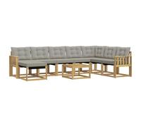 vidaXL Ensemble de canapés d'extérieur 9 pcs Blanc et Gris Clair, Canapé de Jardin Moderne, mobilier Lounge extérieur résistant, Suite de Salon au Bord de la Piscine