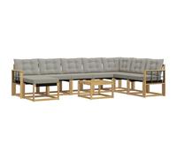 vidaXL Ensemble de canapés d'extérieur 9 pcs Blanc et Gris Clair, Canapé de Jardin Moderne, mobilier Lounge extérieur résistant, Suite de Salon au Bord de la Piscine