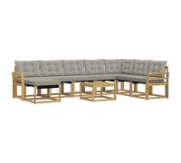 vidaXL Ensemble de canapés d'extérieur 9 pcs Blanc et Gris Clair, Canapé de Jardin Moderne, mobilier Lounge extérieur résistant, Suite de Salon au Bord de la Piscine
