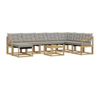 vidaXL Ensemble de canapés d'extérieur 9 pcs Blanc et Gris Clair, Canapé de Jardin Moderne, mobilier Lounge extérieur résistant, Suite de Salon au Bord de la Piscine