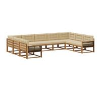 vidaXL Ensemble de canapés d'extérieur 9 pcs Naturel et Beige, Meubles d'extérieur Modernes, Ensemble canapé, Lounge Cosy, Coin Jardin, sièges au Bord de la Piscine