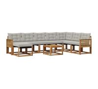vidaXL Ensemble de canapés d'extérieur 9 pcs Naturel et Gris Clair, Canapé de Jardin Moderne, mobilier Lounge extérieur résistant, Suite de Salon au Bord de la Piscine