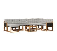vidaXL Ensemble de canapés d'extérieur 9 pcs Naturel et Gris Clair, Canapé de Jardin Moderne, mobilier Lounge extérieur résistant, Suite de Salon au Bord de la Piscine