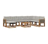 vidaXL Ensemble de canapés d'extérieur 9 pcs Naturel et Gris Clair, Canapé de Jardin Moderne, mobilier Lounge extérieur résistant, Suite de Salon au Bord de la Piscine