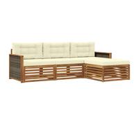 vidaXL Ensemble de canapés d'extérieur avec Coussin Naturel et Crème, Sofa d'extérieur, Set modulaire pour Jardin, Fauteuil Moderne, idéal pour se détendre en terrasse