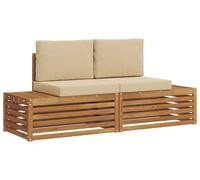 vidaXL Ensemble de canapés d'extérieur avec coussins 2 pièces Nature et Beige