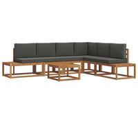 vidaXL Ensemble de canapés d'extérieur avec coussins 7 pièces Nature et Anthracite