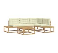 vidaXL Ensemble de canapés d'extérieur Blanc 79 x 79 x 37 cm Polyester, Sofa de Jardin et terrasse, en Acacia, Salon extérieur Moderne, résistant aux intempéries, Parfait pour se détendre