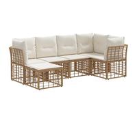 vidaXL Ensemble de canapés d'extérieur Naturel Polyester, Canapé modulable pour extérieur, Design Moderne, résiste au Temps, Pieds Ajustables, mobilier de Jardin Comfy