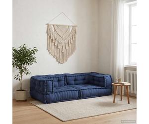 vidaXL Ensemble de canapés modulaires, 3 pièces, tissu indigo, 140 x 70 x 36 cm