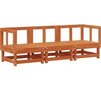 vidaXL : Ensemble de canapés modulaires, en bois massif de pin, finition cire marron