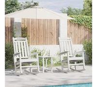 vidaXL Ensemble de Chaises Berçantes de Jardin 2 Pièces HDPE Blanches Chaises d'Extérieur Avec Design Rustique 3335810 Beige G