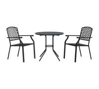 vidaXL Ensemble de chaises de jardin 3 pièces empilables Acier revêtu par poudre